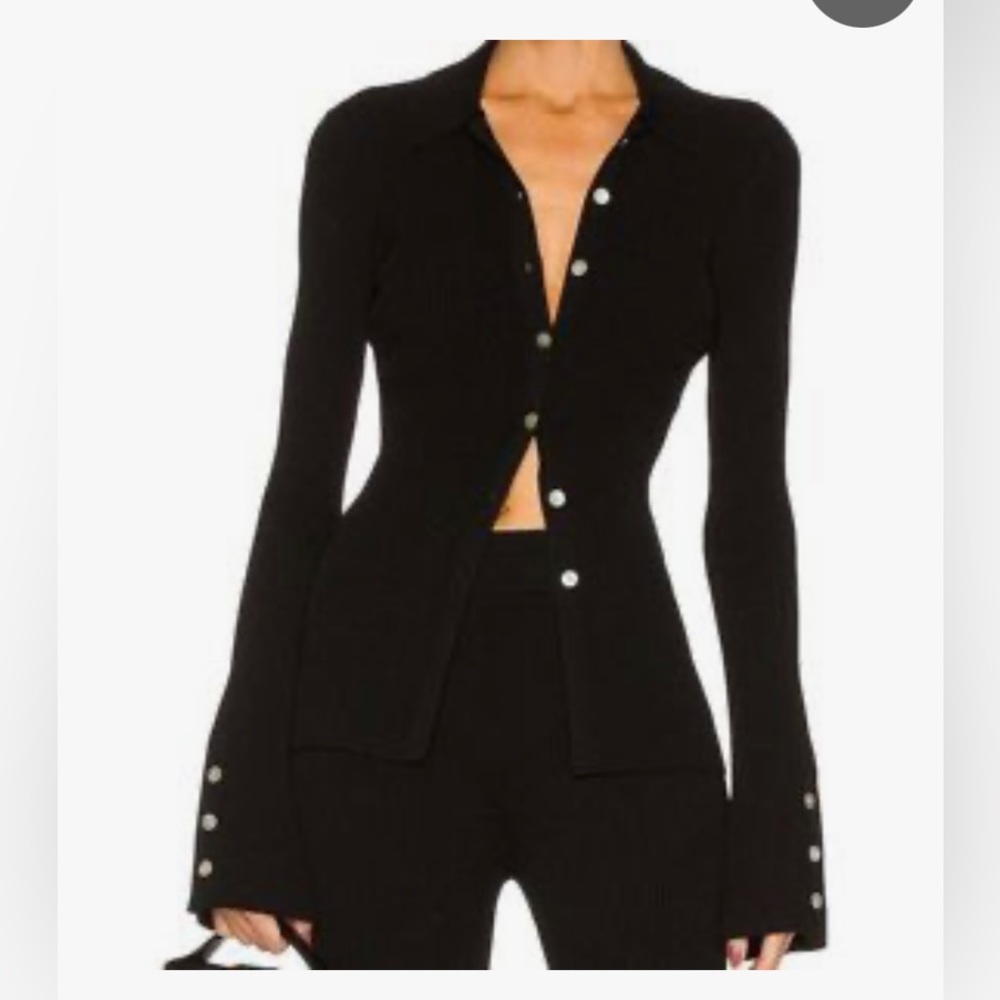 Le Ore Bandier black ribbed knit remini cardigan